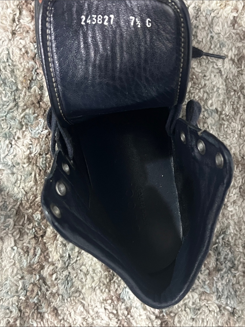 Gucci Navy Leather & Beige GG High-Top Sneakers - Picture 3 of 4